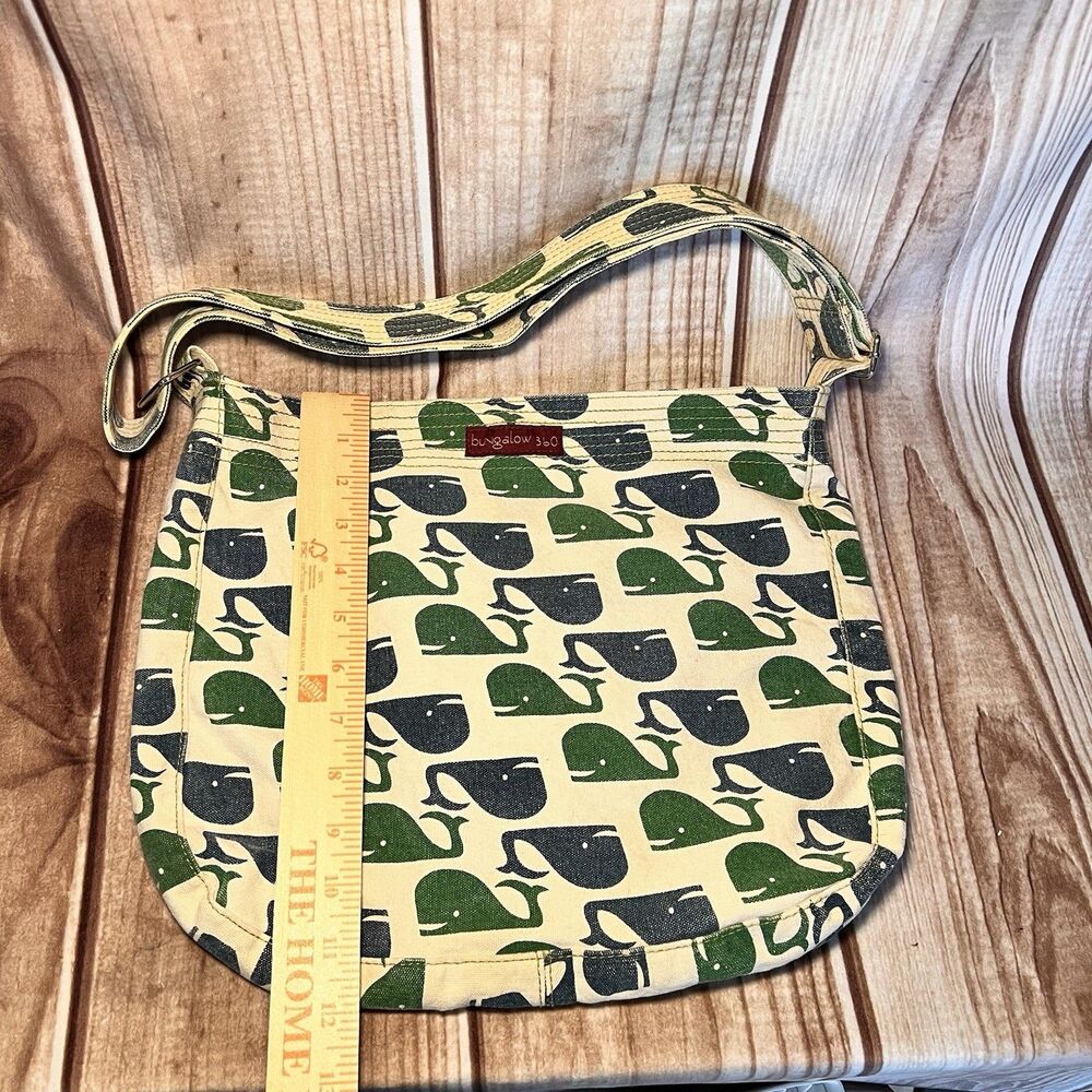 Bungalow 360 Whale Purse Tote REVERSIBLE /dots Shoulder Bag Canvas Green Blue - Picture 3 of 8